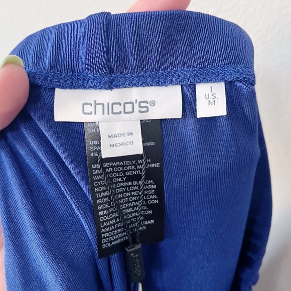 Chico's NWT Travelers No Tummy Cropped Pull On Pants Blue Casa Size 1 = Medium - Picture 6 of 8